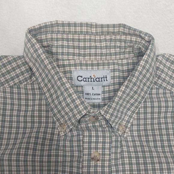 Carhartt Men's Short Sleeve Plaid Button Down Shirt Size L Large  Reg S91-MOS - Picture 5 of 9